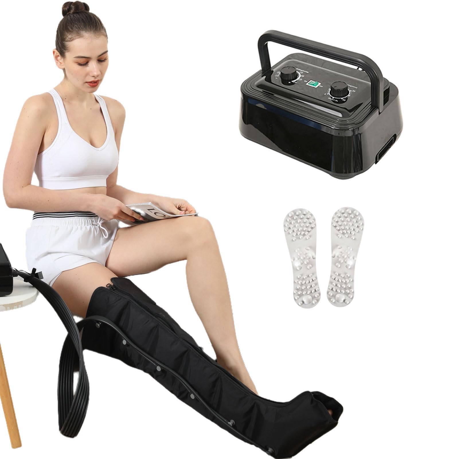 Massaggiatore per Gambe a Compressione d'Aria, Pressoterapia per Casa, Stivali Compressione Pressoterapia, Massaggiatore Elettrico a Compressione d'Aria per Piedi Gambe Vita