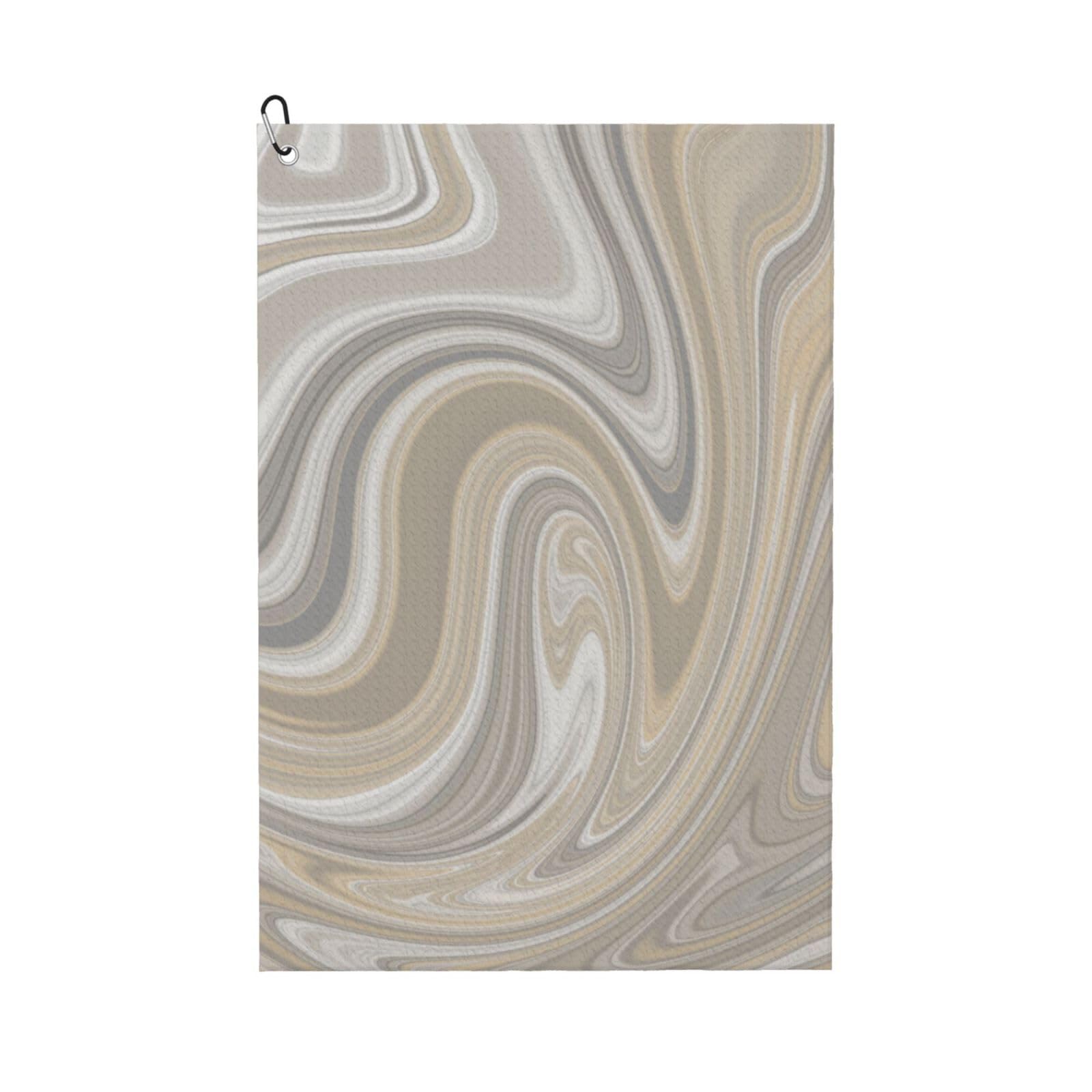 Hnnkloy Beige And Gray Swirls Neutral Decor, 16x24 in Portable Waffle Golf Towels with Carabiner Clip for Golf Bag