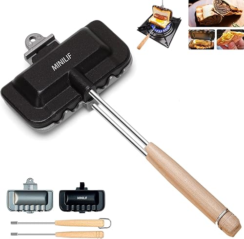 MINILIF Sartén para hornear sándwich de doble cara sartén de doble cara para tortillas de desayuno panqueques frittata y tostadas bandeja extraíble