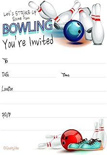 25 Bowling Party Invitations With Envelopes, Fill In Style You're Invited To Strike Up Some Fun Bowling Theme. For Adult & Kids Birthdays, Bowling Game Nights, Baby Showers. Thick & Non Coated Cardstock For Use With Any Pen.