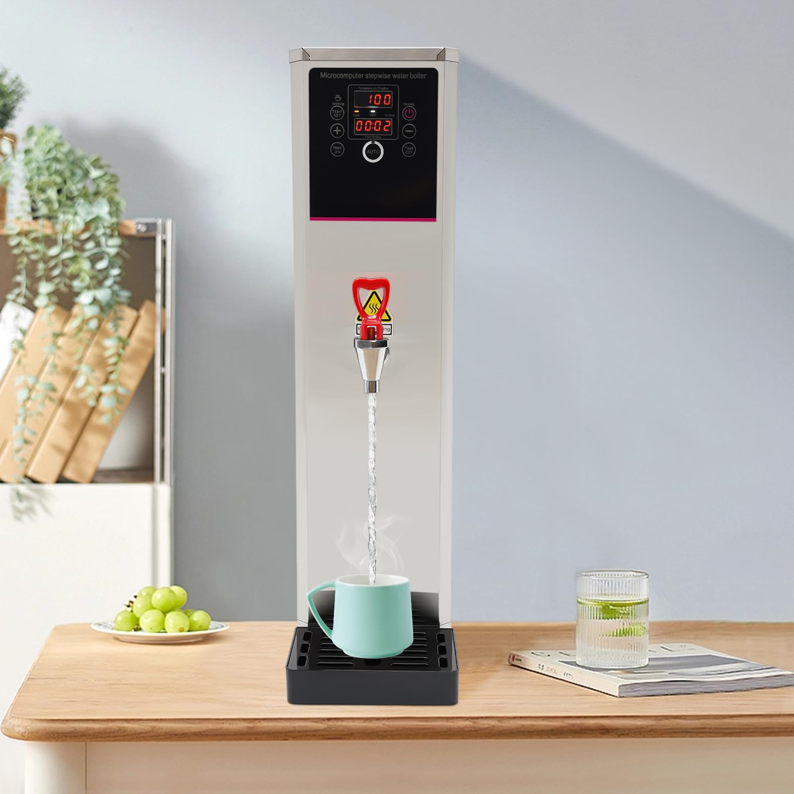 Step-Heating Commercial Hot Water Dispenser, 3000W Electric Water Boiler Machine for Hotel, Restaurant, Office, Cooking Tea|Coffee|Milk Tea, 20L/5.28Gal Capacity For 60-100 people, Silver