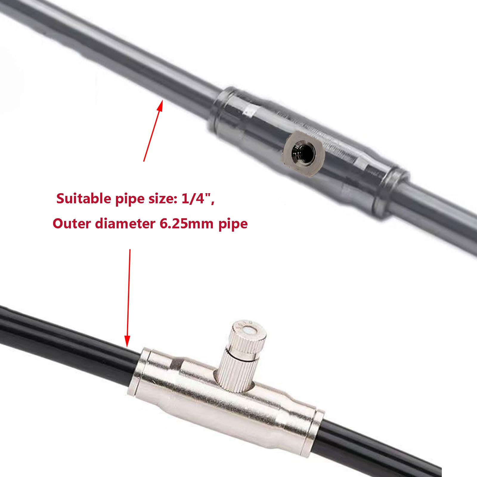 100 Pezzi 1/4 '' Kit di Giunzione Pneumatica per Raccordi, T-Giunzione Pneumatica Raccordi Rapidi Tubo Connettore Tubo