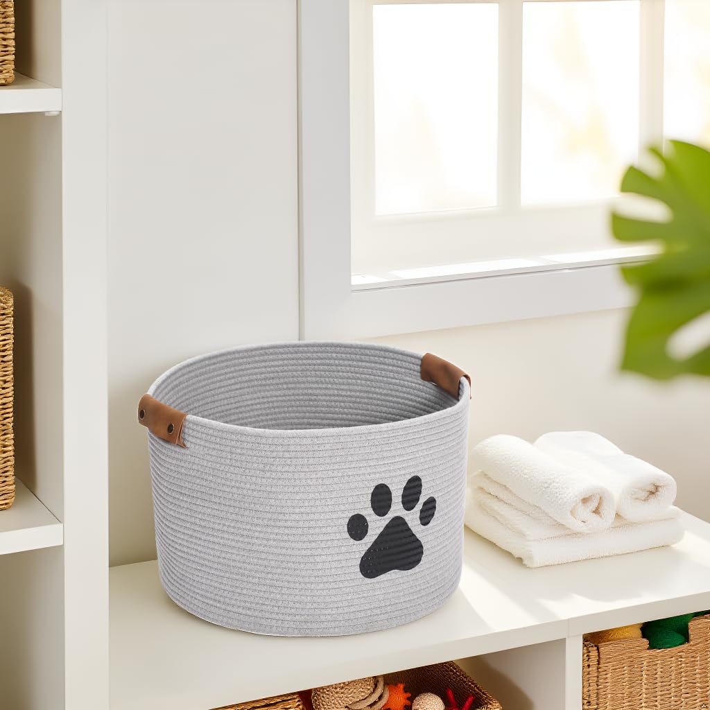 Cesta de almacenamiento de juguetes para mascotas MOREZI, adecuada para guardar juguetes para perros, ropa para perros y accesorios para mascotas-Gris
