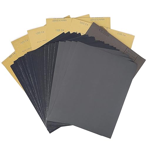 ADVcer Papel de lija de 30 hojas de 9 x 11 pulgadas, 6 papeles lijadores surtidos de grano 800 a 2500, almohadillas abrasivas de precisión fina para