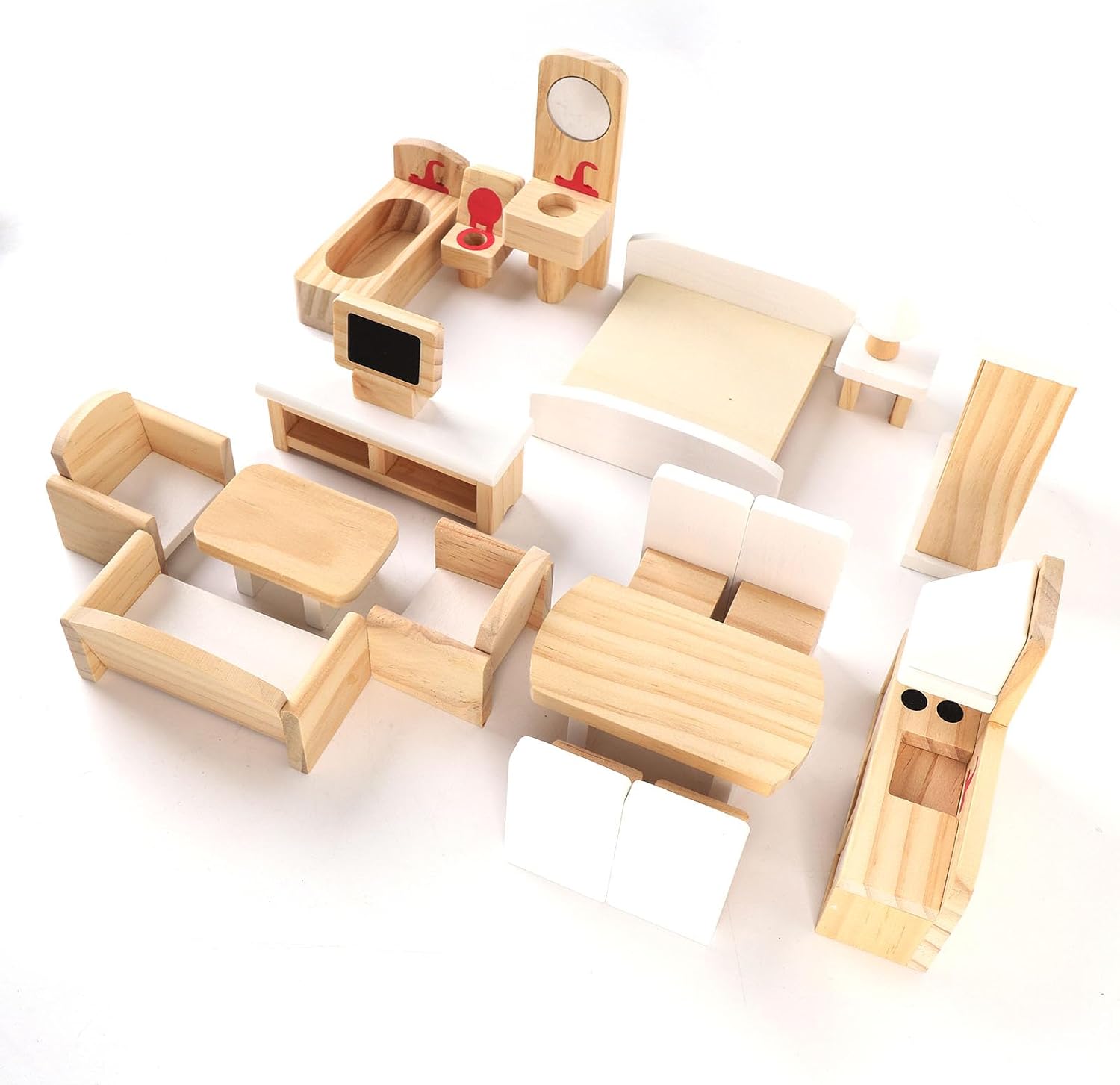 JTLB Wooden Furniture Accessories Playset Role Playing Solid Wood Furniture Toys for Children