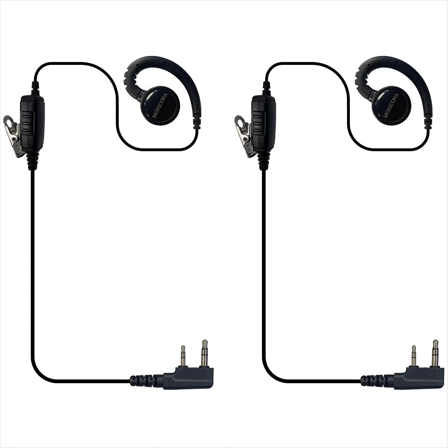 C Shape Headset 1 Wire 2-Pin Earpiece with Mic for Kenwood NX-P1200AV NX-1300NE NX-3220E NX3320 NX3420 TH-D75A TH-K20A (Pack of 2)