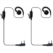 C Shape Headset 1 Wire 2-Pin Earpiece with Mic for Kenwood NX-P1200AV NX-1300NE NX-3220E NX3320 NX3420 TH-D75A TH-K20A Pack of 2