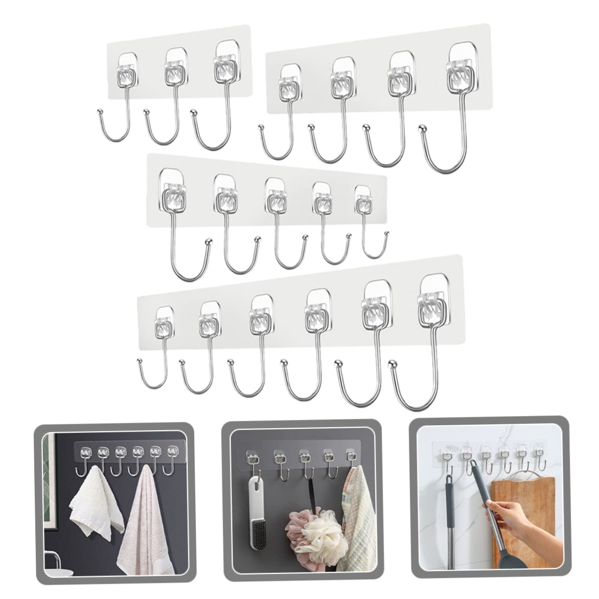 VASDEV 4 Ganchos de Pasta Fuerte para Montar en la Pared, Perchas para Ropa, Perchas Resistentes, Gancho de Pared Adhesivo, Gancho para Llaves, Colgador de Pared para Ahorrar Espacio, GAN