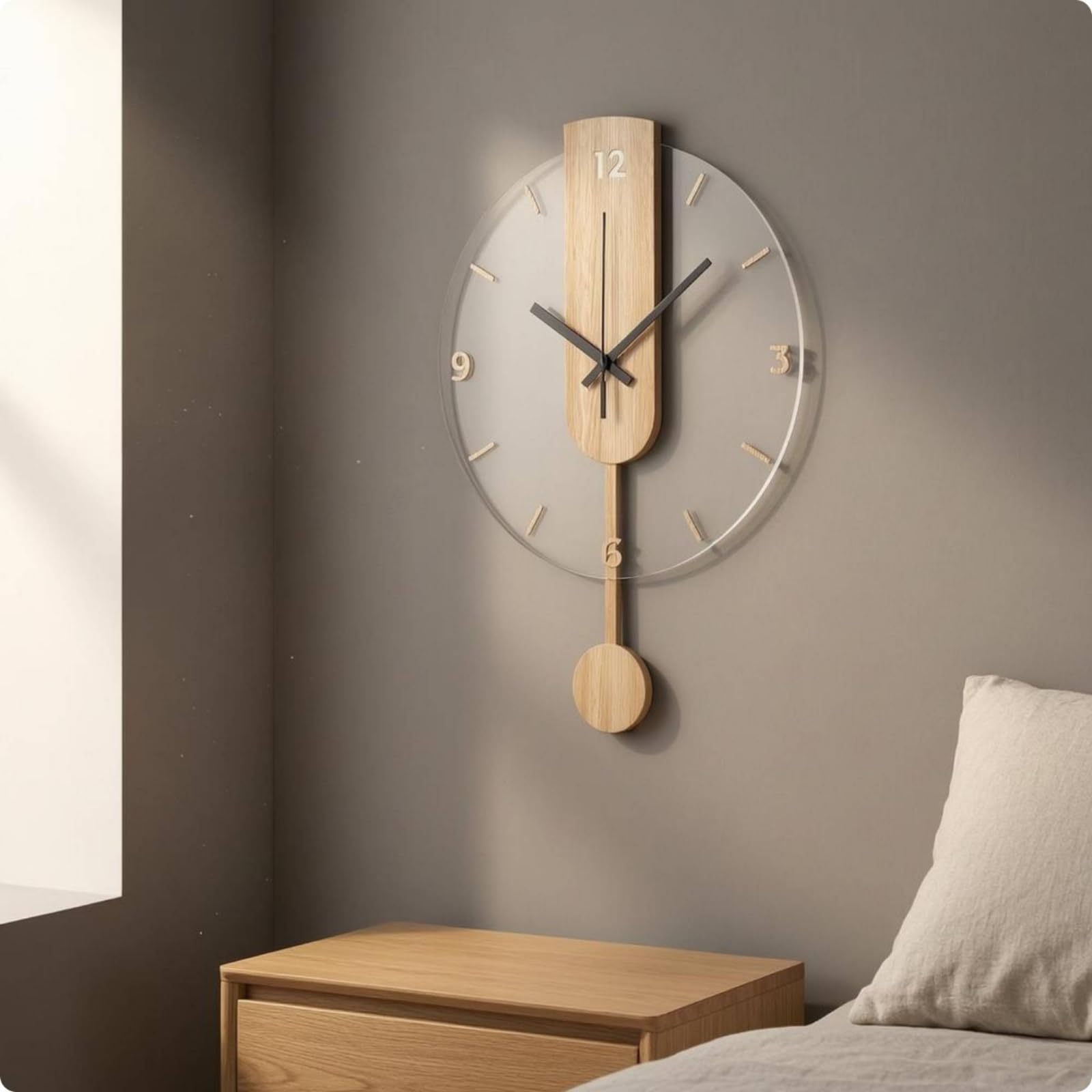 Reloj de Pared Reloj Colgante Reloj Decorativo Reloj con con Panel Central Alto y de Madera Simple de Fácil Lectura