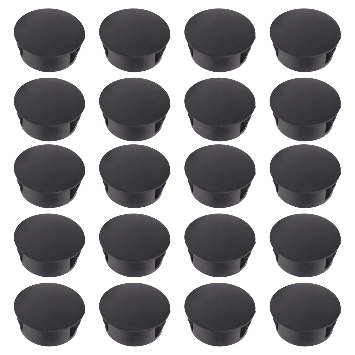 Heyiarbeit 30pcs Hole Plugs 3/4" / 19mm Nylon Plastic Round Snap in Type Locking Hole Tube Furniture Fencing Post Pipe Insert End Caps Black Tone