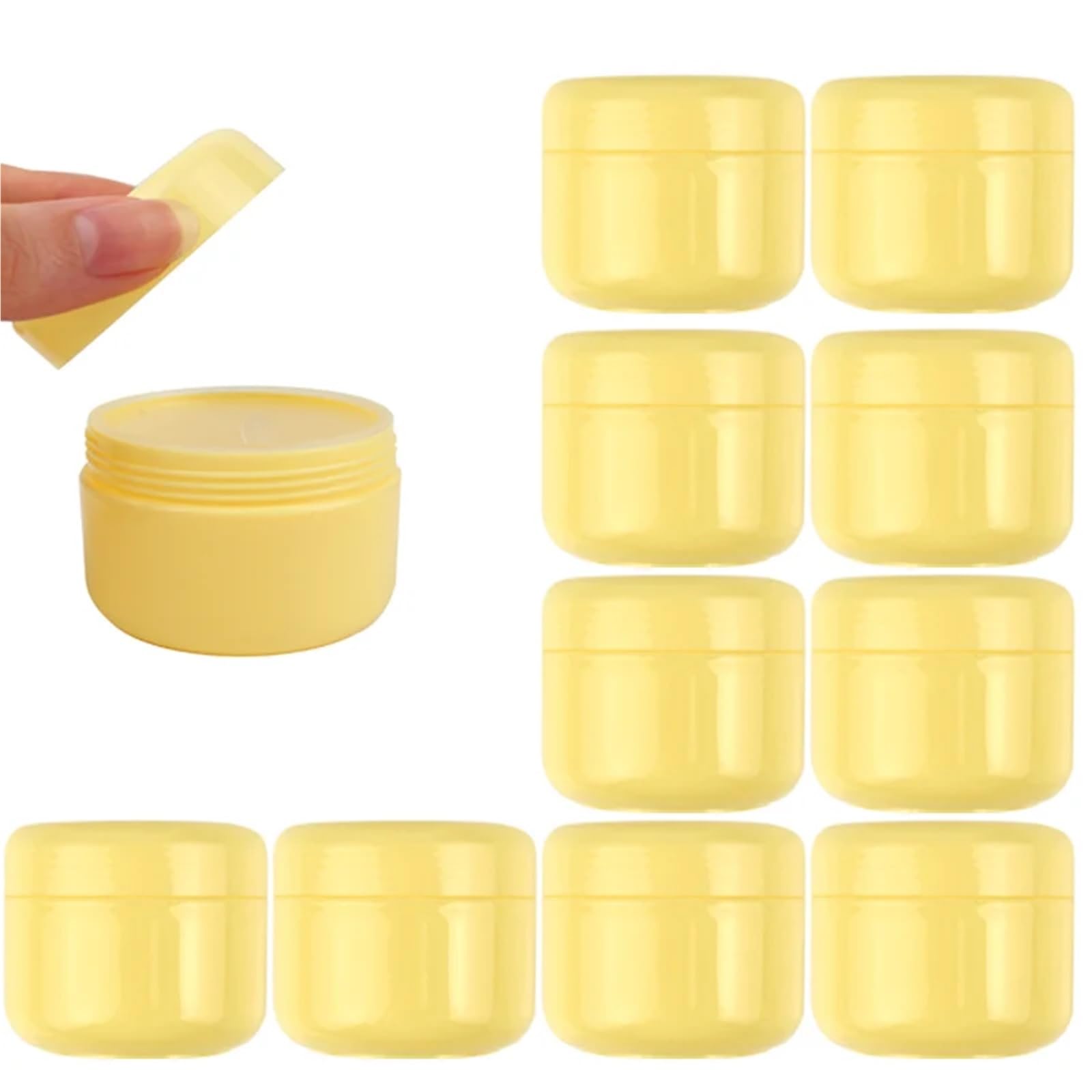 Tarros de cosméticos， 20 piezas 10g/20g/30g/50g/100g frasco de maquillaje vacío bote amarillo botellas de muestra recargables crema facial de viaje loción contenedor cosmético for cremas(100g)