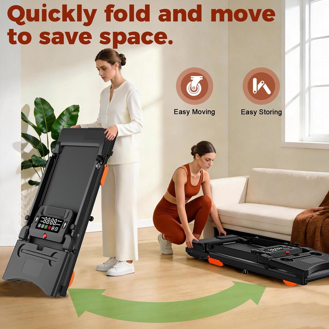 Walking Pad Treadmill with Desk, Foldable Treadmills for Home, Quiet Treadmill with 10% Incline, 300lbs Weight Capacity Walking or Running for Home Office image 5