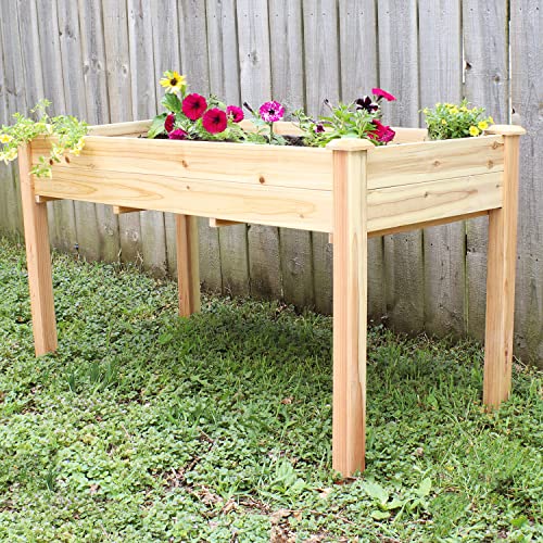Sunnydaze 48.5" Wood Raised Garden Bed - Outdoor Rectangular Elevated Planter Box With 2 Drainage Holes #TOP1