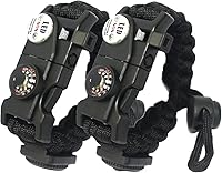 Vista 1 de Brazalete de supervivencia con paracord, iniciador de fuego, luz SOS impermeable, brújula, silbato, AK87 ajustable 20 en 1, juego de supervivencia