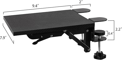 Miniatura 4 de MOOACE Bandeja extensora de escritorio, estante ergonómico para reposamuñecas, soporte de brazo plegable para codo en la bandeja del reposabrazos de