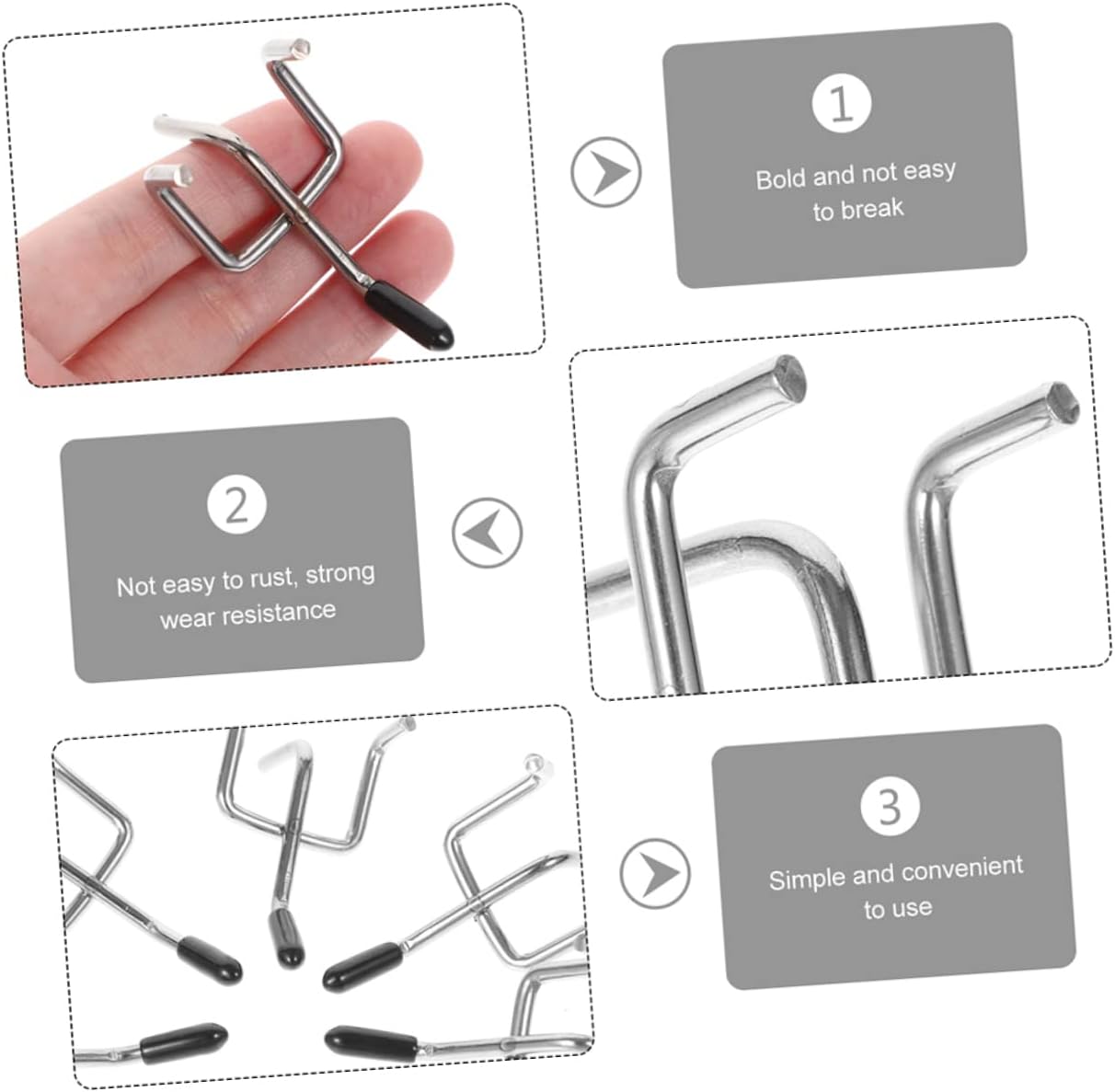 Zerodeko 50pcs Pegboard Hooks for Hanging Heavy Duty Iron Hooks Garage Organizer Shop Pegboard Hanger