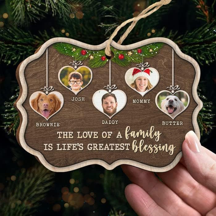 Glad Gua The Love of Family - Personalised Custom Benelux Shaped Wood Christmas Ornament Personalised Family Photo Custom Ornament - Upload Image, Gift for Family Christmas Ornaments