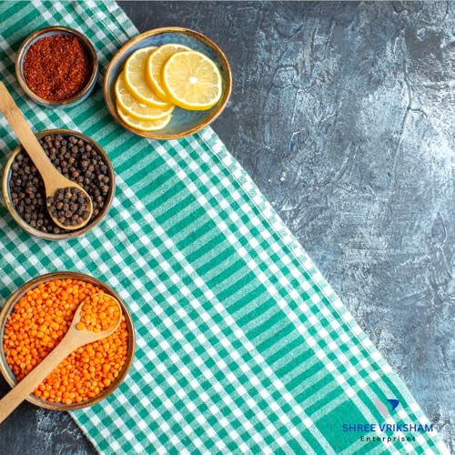 Image of Vriksham Pack of 3 Cotton Kitchen Cleaning Cloths | 16x24 inch Checkered Napkins for Wet & Dry use | Reusable & Absorbent (3, Multi 16x24)