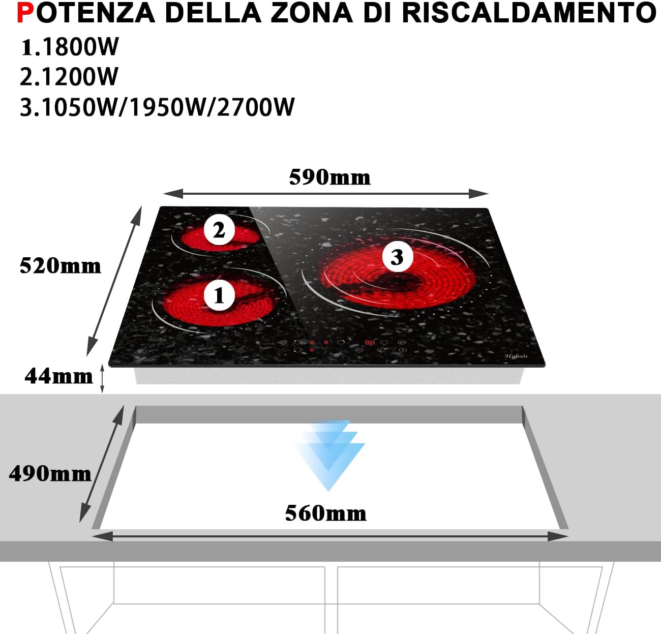 Piano Cottura in Vetroceramica, Piano Cottura Elettrico 3 Fuochi, Piastra Vetroceramica 5200W, 9 Livelli di Potenza, a Incasso, Nessuna Spina, Superficie in Vetro Nero, Facile da Pulire, Hobsir Piano Cottura in Vetroceramica, Piano Cottura Elettrico 3 Fuochi, Piastra Vetroceramica 5200W, 9 Livelli di Potenza, a Incasso, Nessuna Spina, Superficie in Vetro Nero, Facile da Pulire, Hobsir