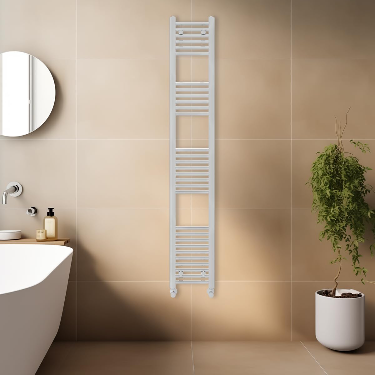 Warmehaus Contemporary Straight Heated Towel Rail Chrome 1800 x 300mm