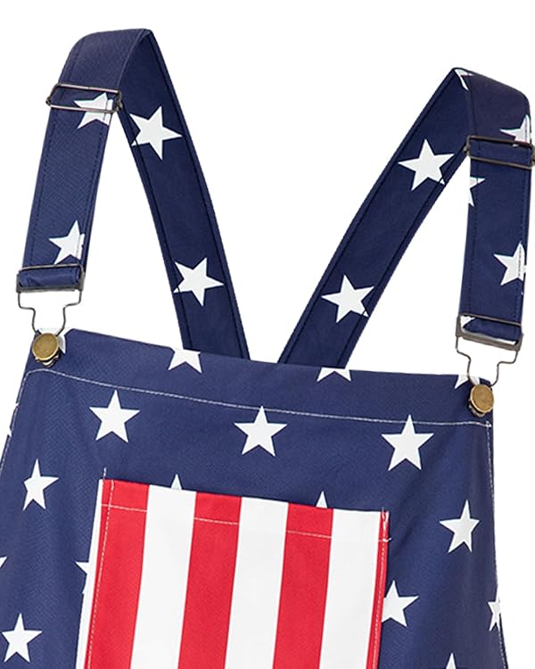 PROMOTED TO BIG SISTER Women's American Flag Overalls 4th of July Stars and Stripes Bib Overalls Patriotic Casual Jumpsuit (M) by PROMOTED TO BIG SISTER - Used condition - Image 4