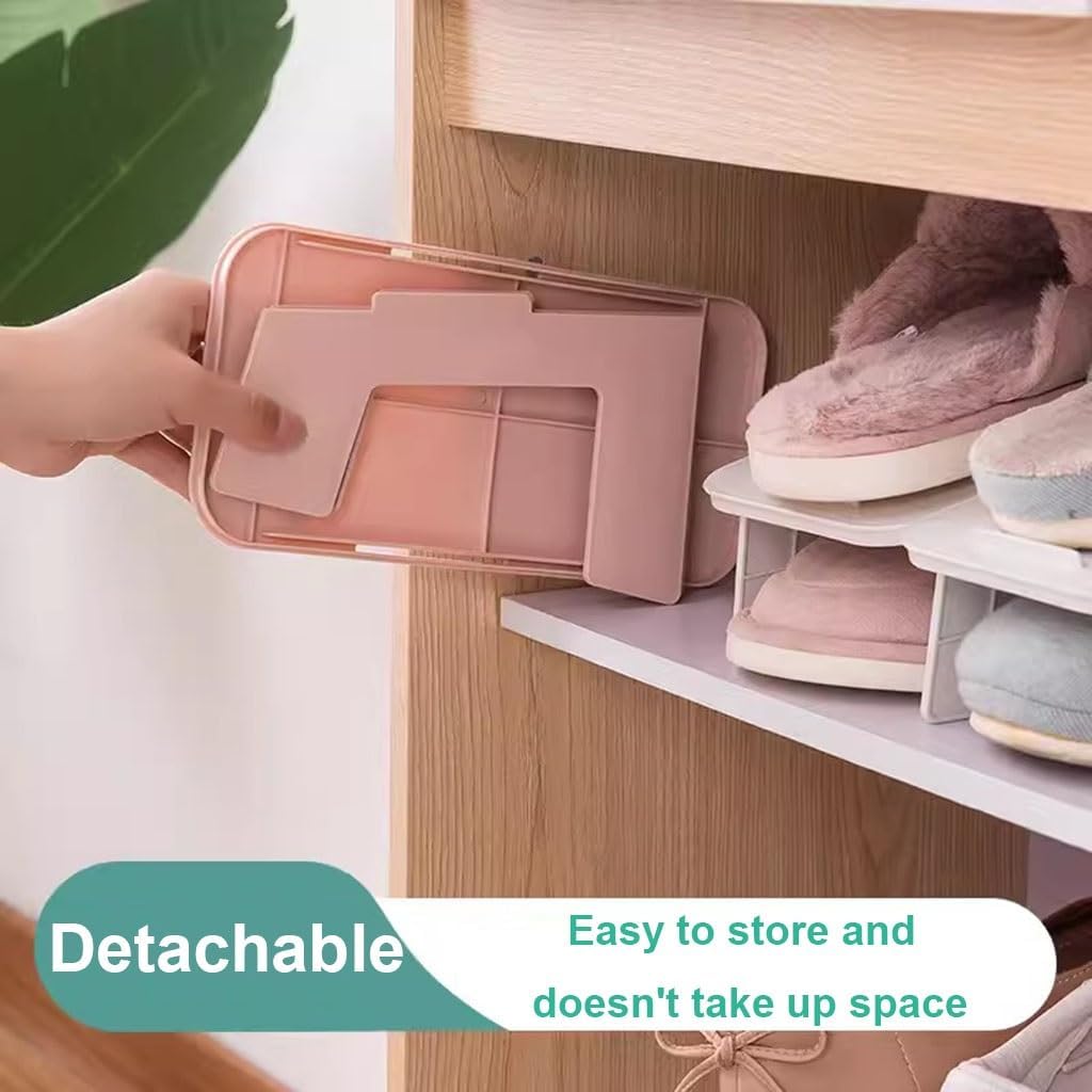 Shoe Slots Organizer A Set of 8 Shoe Slot Organizers, Double Layer Detachable Space Saving Shoe Folding Device