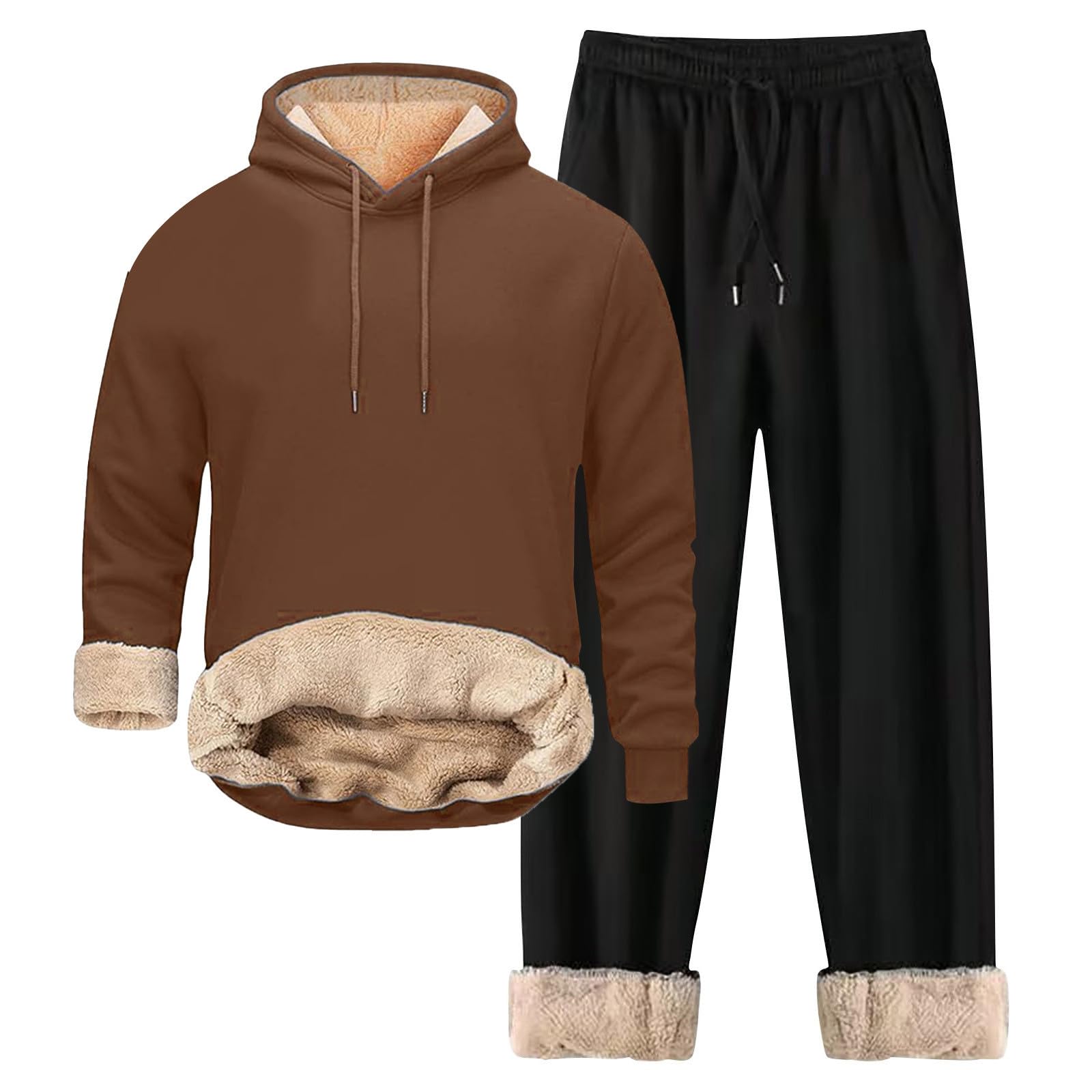Générique Męskie spodnie dresowe dwuczęściowy zestaw dresowy polar bawełna jesienna casualowa z długim rękawem kieszenie ciepły miękki wygodny trend fitness A102