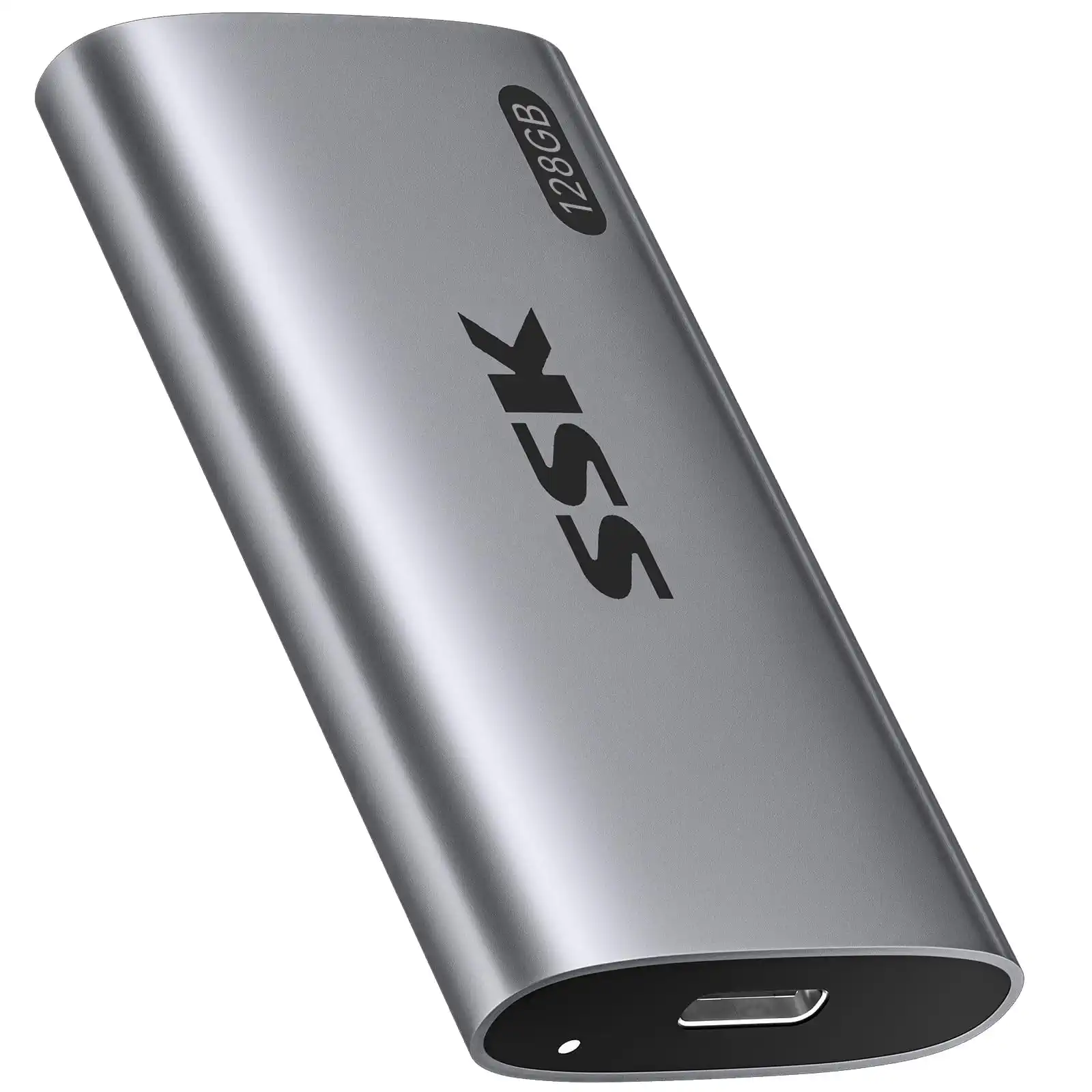 SSK Externe SSD 128GB, USB 3.2 Gen2 Portable SSD, bis zu 550 MB/s, Externe Festplatte mit USB C&A 2 in 1 Kabel, External Solid State Drive für iPhone 16/15/17-Serie/Laptop/Desktop/Smartphone/Tablet