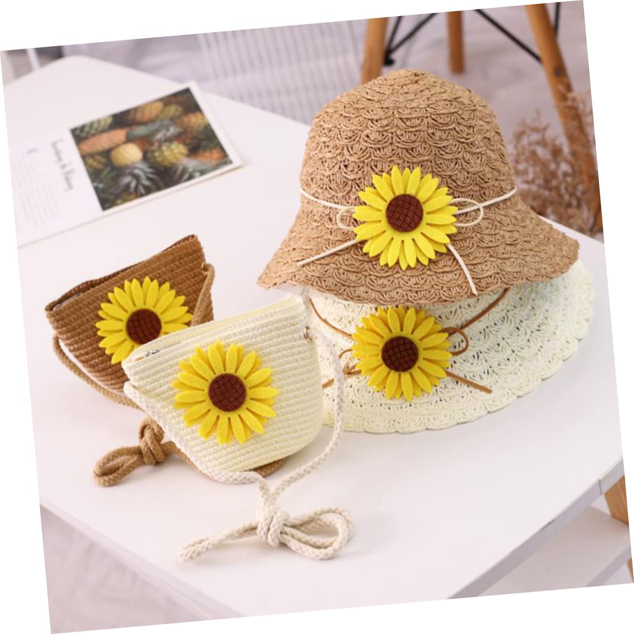 CALLARON Sombrero de Sol Infantil de con Protección UV y Bolsa de Playa Sombrero de Verano para Gorro de Playa y para Salidas al Aire y Actividades de Verano