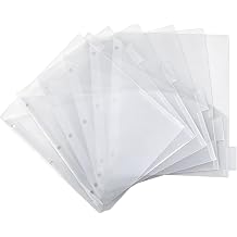 SEEKIND 6 Pack Clear Binder Dividers with Tabs, 3 Ring Binder Dividers with Pockets, Transparent Binder Index Dividers with 56 Colourful Labels for School, Office, Home Organization