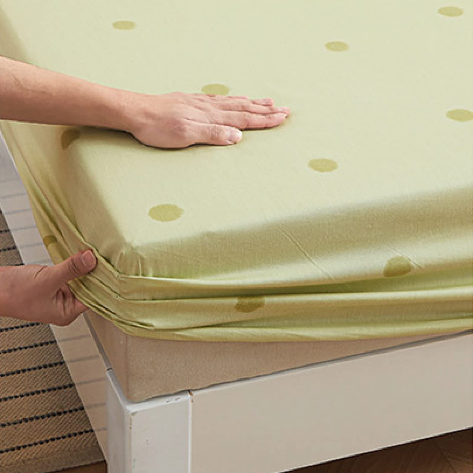 FCLDESHOP Lenzuolo Tasca Profonda,Coprimaterasso in Cotone Stampato Solido, Camera da Letto Alloggio in Famiglia Dormitorio per Studenti Tasca Profonda Coprimaterasso a Molle,Azzurro,180 * 200cm