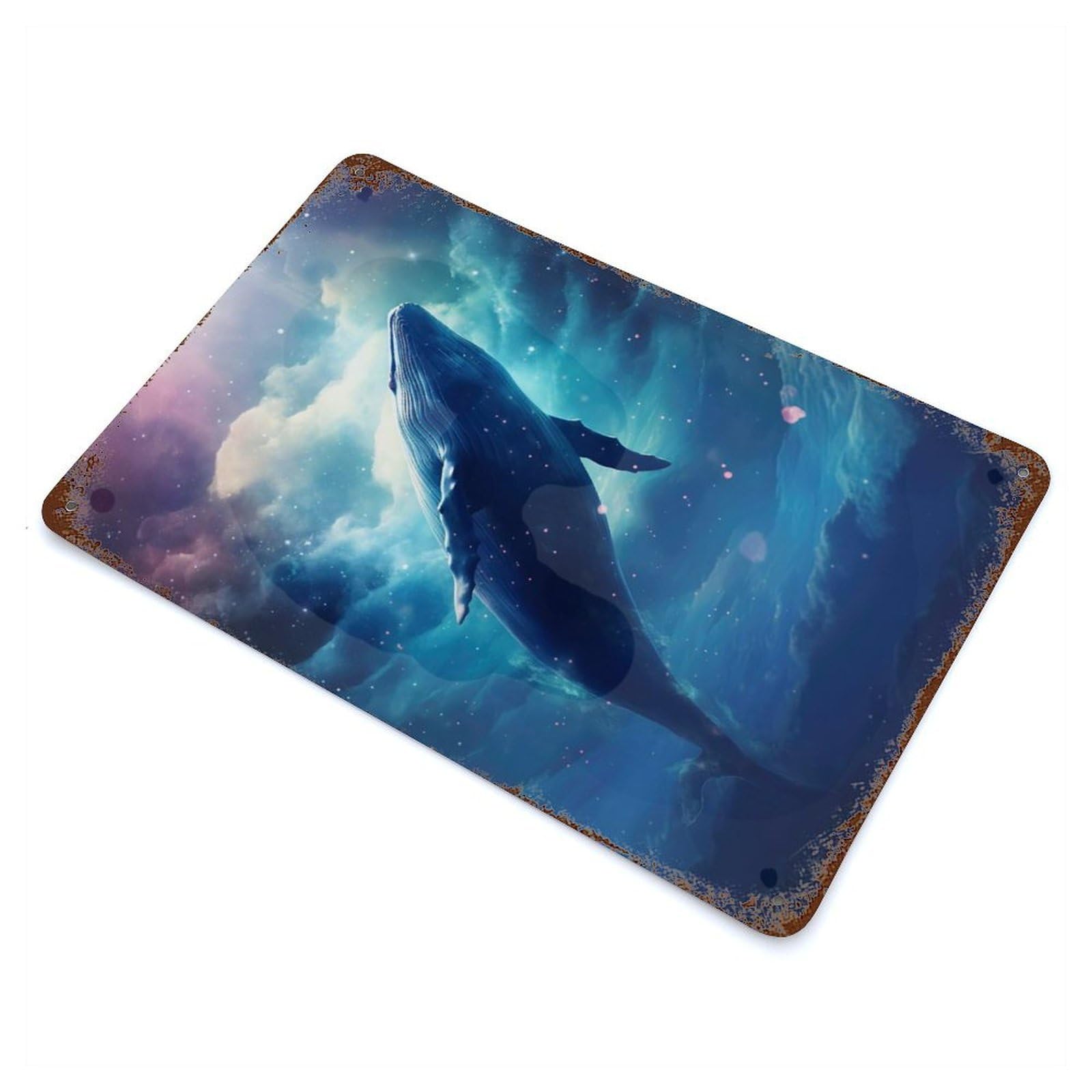 Astral Whale Decorative Tin Sign 11.8"x7.9", Ideal for Garage, Bar And Workshop Decor