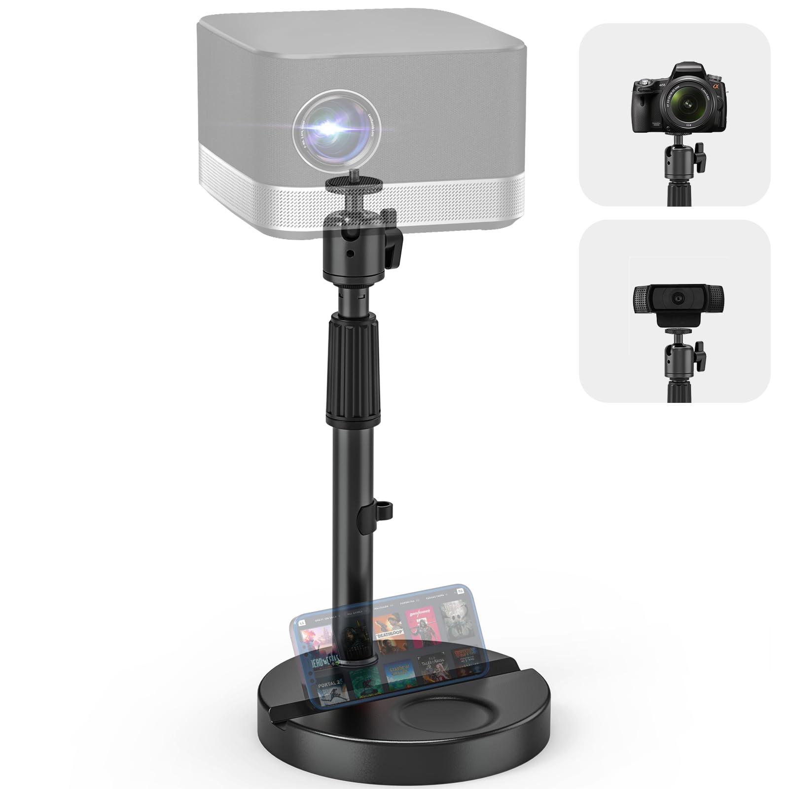 Produktbild von Jubor Projektor Tisch Halterung Mit 360° Flexibel Gelenkarm, Projektor Tischständer Mit 1/4