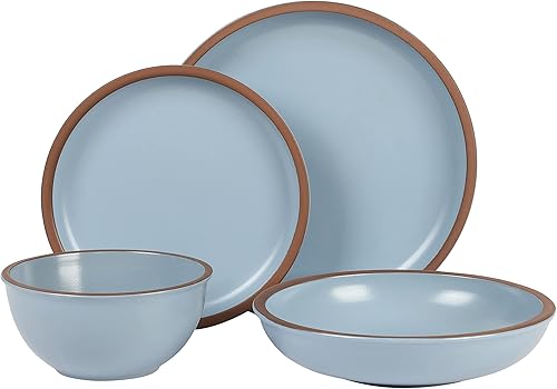 Miniatura 2 de Gibson Elite Lagos - Juego de vajilla doble de 16 piezas color azul claro