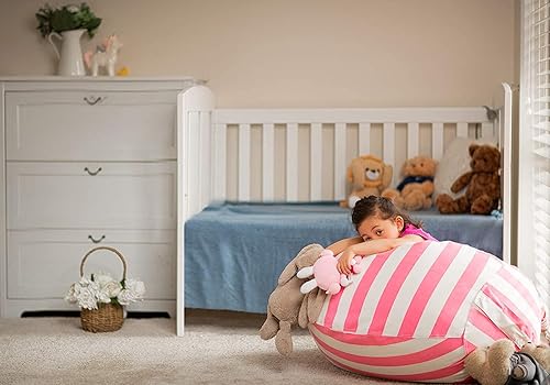 Miniatura 162 de WEKAPO - Puf con cremallera para guardar juguetes de peluche, hecho de lona de algodón de alta calidad, extragrande de 38 pulgadas, ideal para los