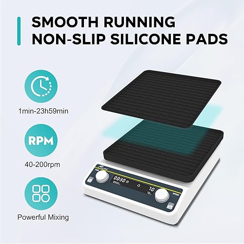 Miniatura 2 de LABFISH - Agitador orbital digital, velocidad ajustable, 40-200 RPM, placa de trabajo de 9.85 x 9.85 pulgadas, capacidad de 4.4 lbs, agitador