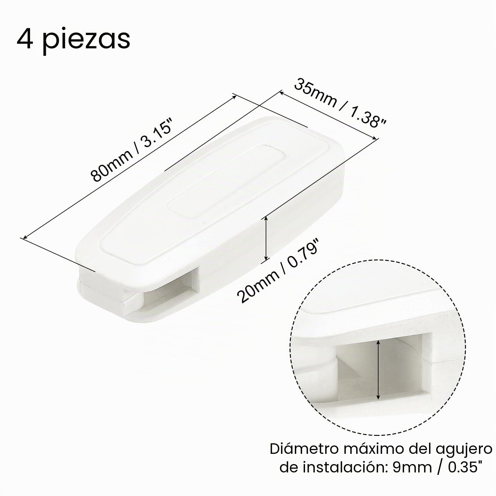 QUARKZMAN Peso para Cordón de Persiana, 4 Unidades de 80mm, Accesorios para Cortinas, Ventanas, Persianas, Cadenas de Cuentas, Manija, Romanas, Verticales, Enrollables, Blanco