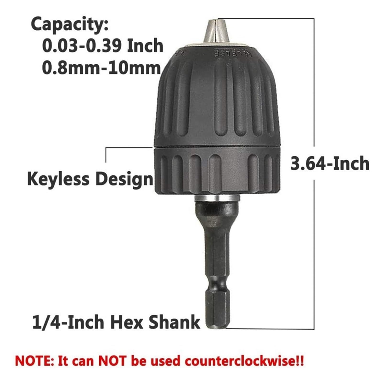 Convertitore for mandrino autoserrante da 0,8-10 mm Adattatore for cambio rapido con filettatura 3/8"- 24UNF Attacco esagonale 1/4"(1PC(0.8-10mm))