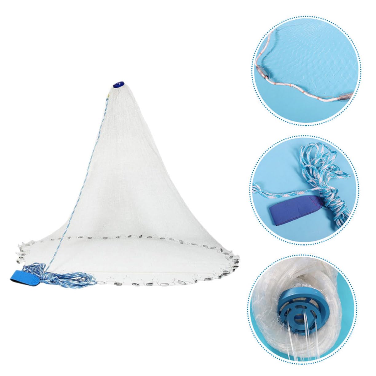 Happyyami Retino per Pesca in Plastico e Acciaio Inossidabile Corda, Rete da Lancio Affidabile che Previene la Fuga dei Pesci per Attività All'aperto e Pesca