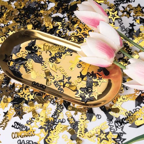 Image of Gold and Black Graduation Confetti 2026, 1000 Pcs Congrats Grad Confetti Class of 2026 Party Table Centerpiece for 2026 Graduation Party Decorations
