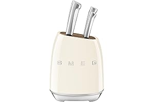 Smeg 10 Piece Cream Stainless Steel Knife Block Set