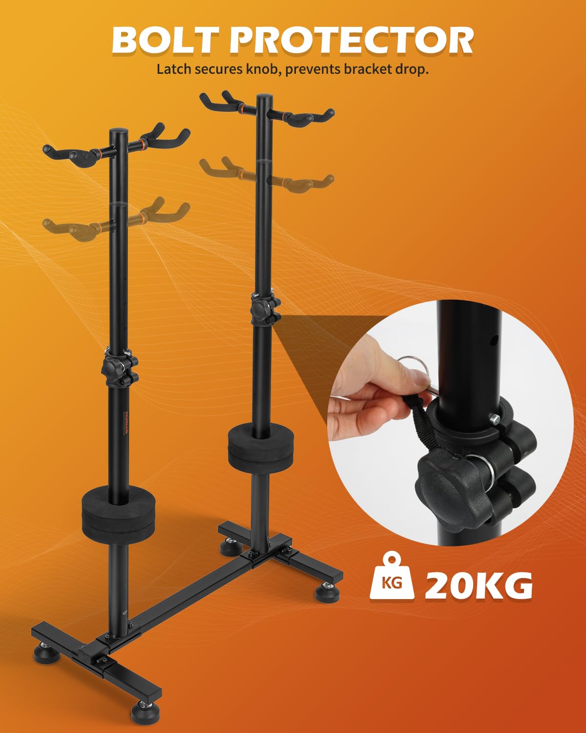 STRICH FH-S4U - Soporte para guitarra de suelo, 4 soportes ajustables para guitarras eléctricas acústicas, bajos, banjos, 4 soportes, color negro