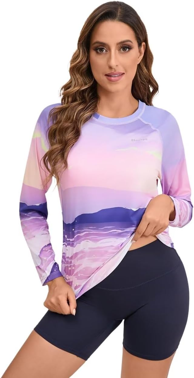 Eteoepo Women Rash Guard Long Sleeve Quick Dry Women's Rash Guard UPF 50+ Swim Shirts for Women - Image 4
