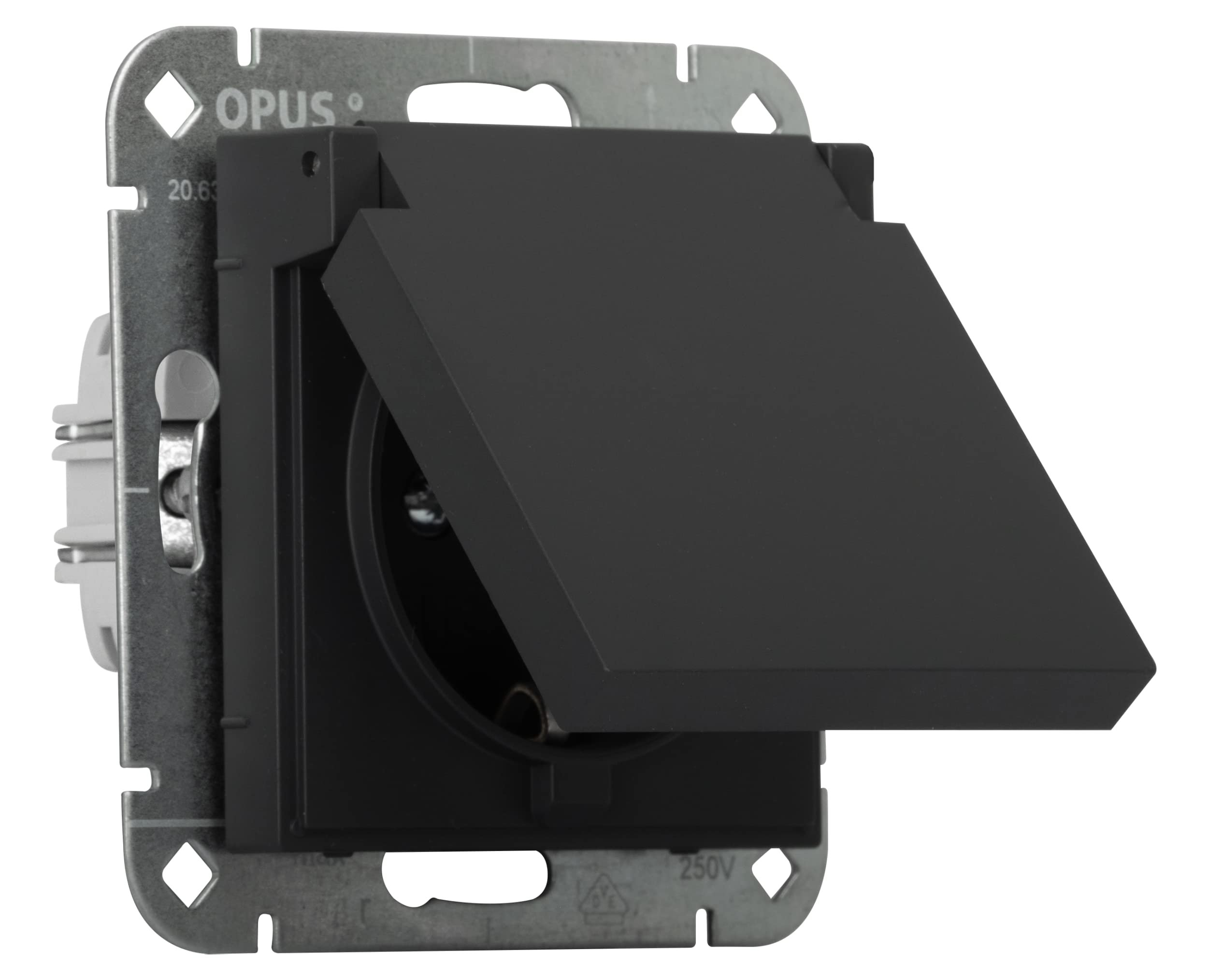 OPUS® 55 Protective Contact Socket Premium with Hinged Lid and Increased Touch Protection Colour Anthracite Silky Gloss - Image 2