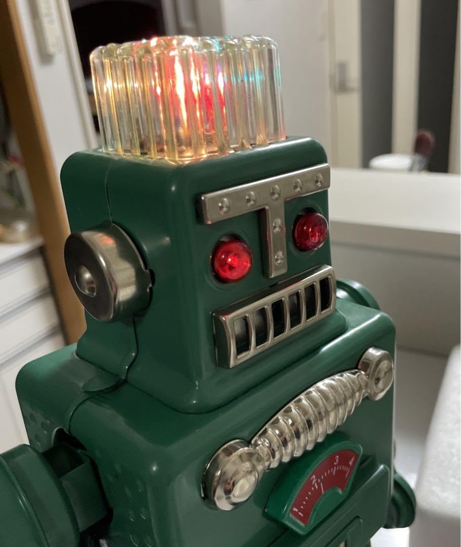 新品スモーキングスペースマンブリキロボット緑