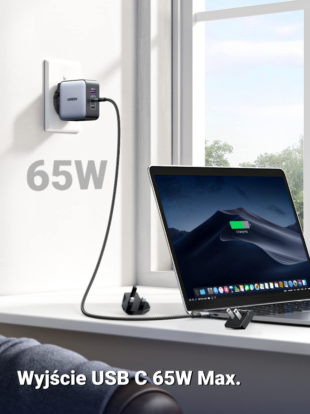 UGREEN Nexode Ładowarka 65 W, 3 porty, z wtyczkami EU/US/UK, ładowarka podróżna | 3 porty PD 3.0 PPS 25 W kompatybilny MacBook Air iPad iPhone 17 Pro Max Air 16 15 14 13 Galaxy S26 25 24 Pixel 10 Pro