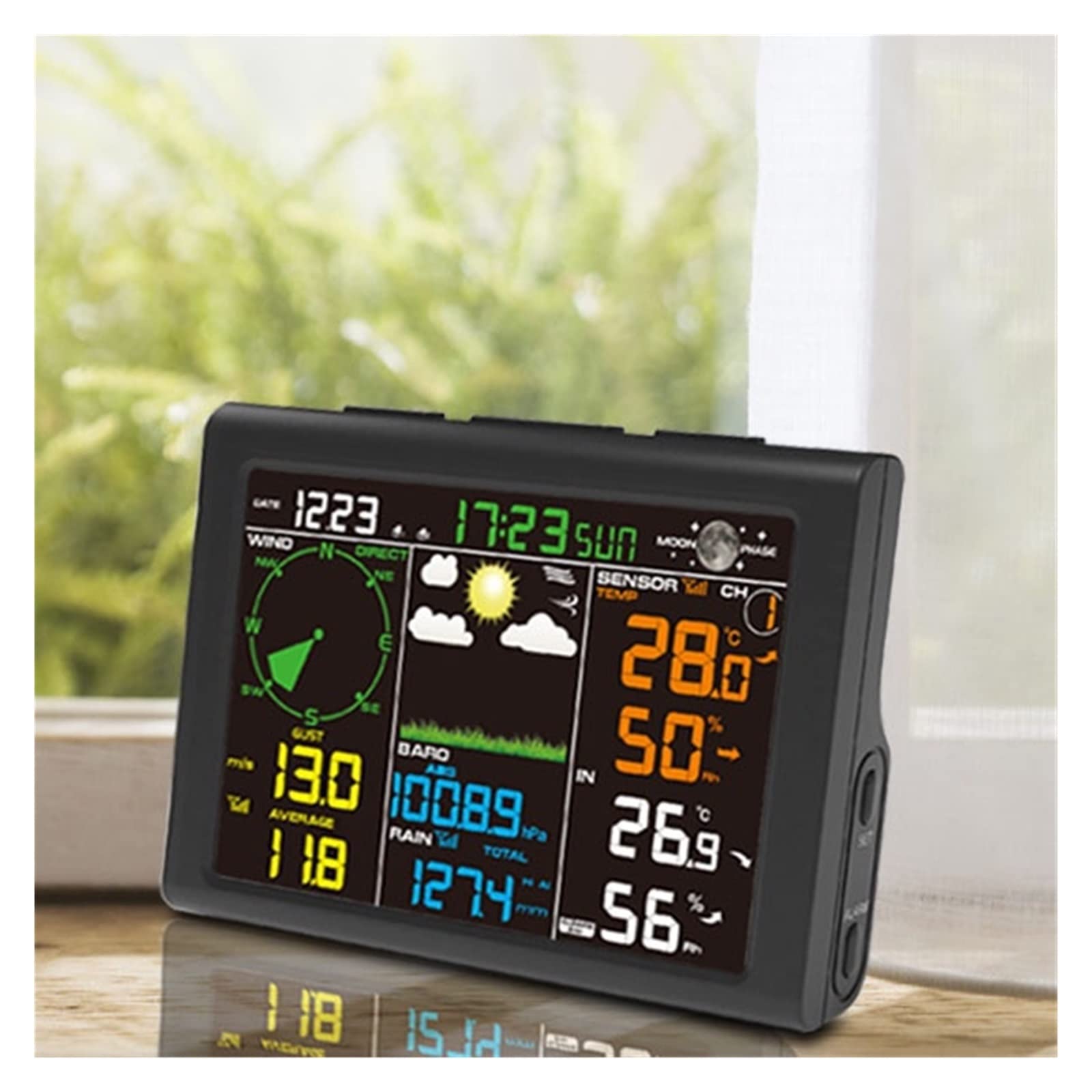 Stazione Meteo con Sensore Esterno, Stazione meteorologica wireless Internet Wireless con sensore esterno Pluviometro Previsioni meteo Indicatore vento FT0835, Anemometro, Termoigrometro