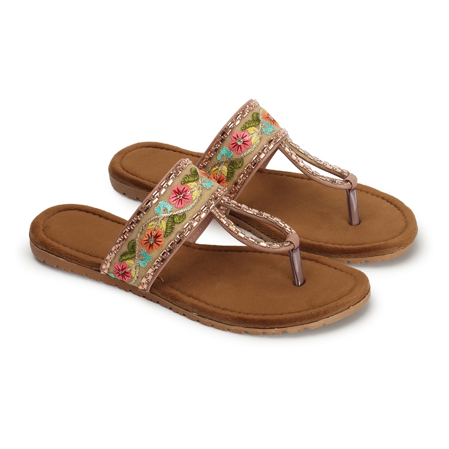 KKF Footwear Womens Fancy Wedding Embroidery Kolhapuri Flat Sandals, for Party & Occasions (Peach) (B0CN18YLYW) Amazon Price History, Amazon Price Tracker