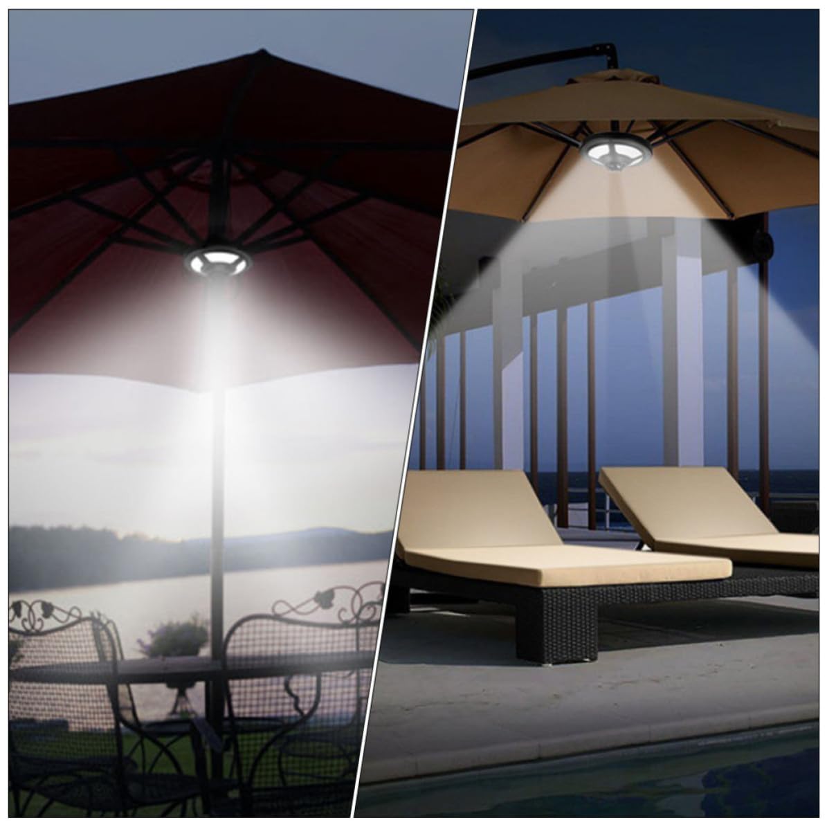 POPETPOP Lampada LED per Ombrellone da Giardino e Campeggio, Luce Portatile per Uso Esterno e Illuminazione Tende, senza Batterie, Design Robusto per Attività all'Aperto