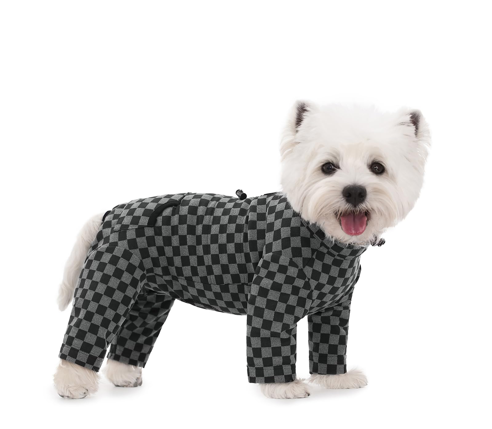 BT Bear Dog Winter Coat, Warm Fleece Dog Cold Weather Coats, Plaid Dog Pajamas, Pullover Dog Jumpsuit
